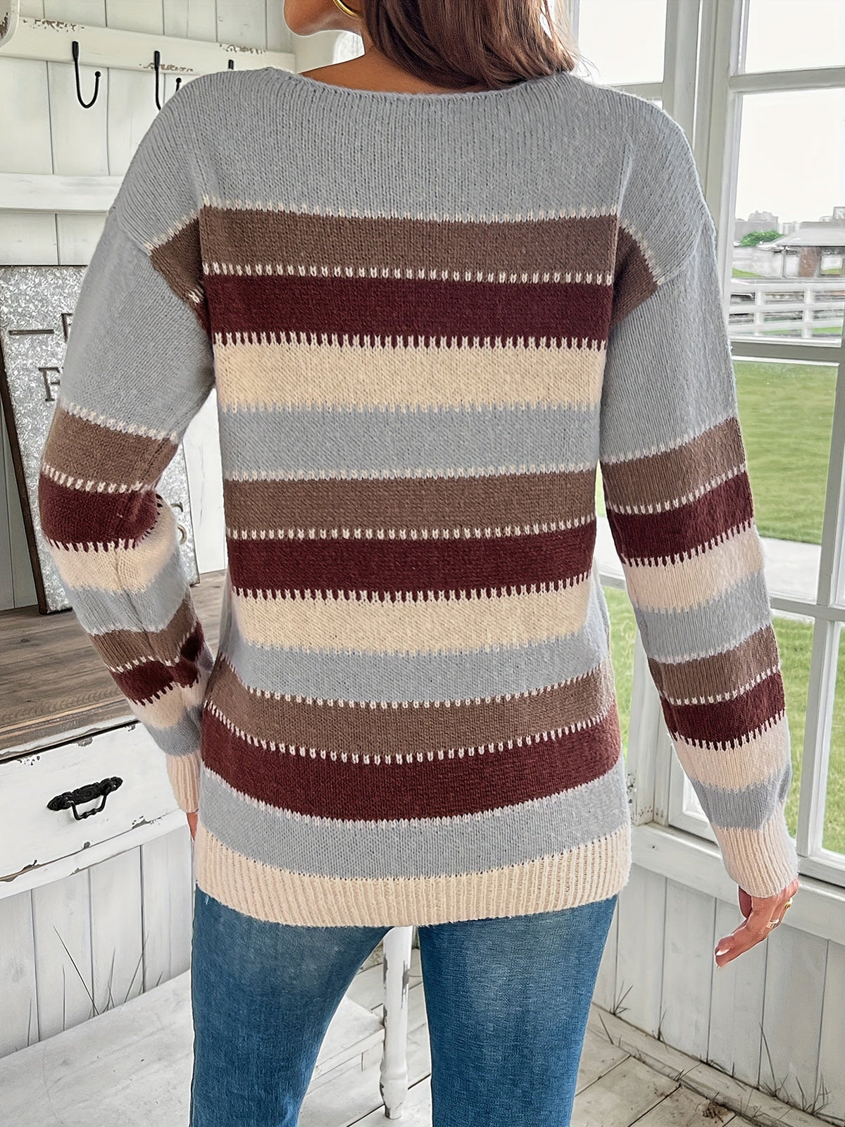 Pull rayé col rond pour femmes