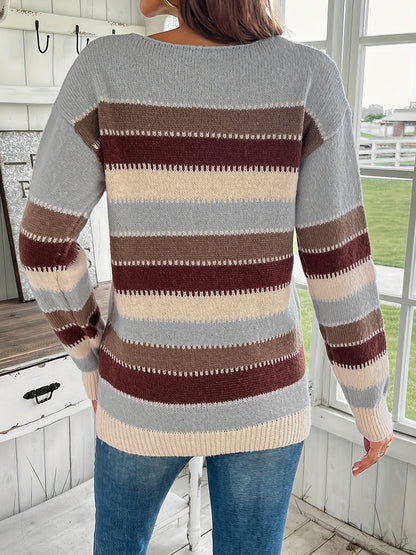 Pull rayé col rond pour femmes