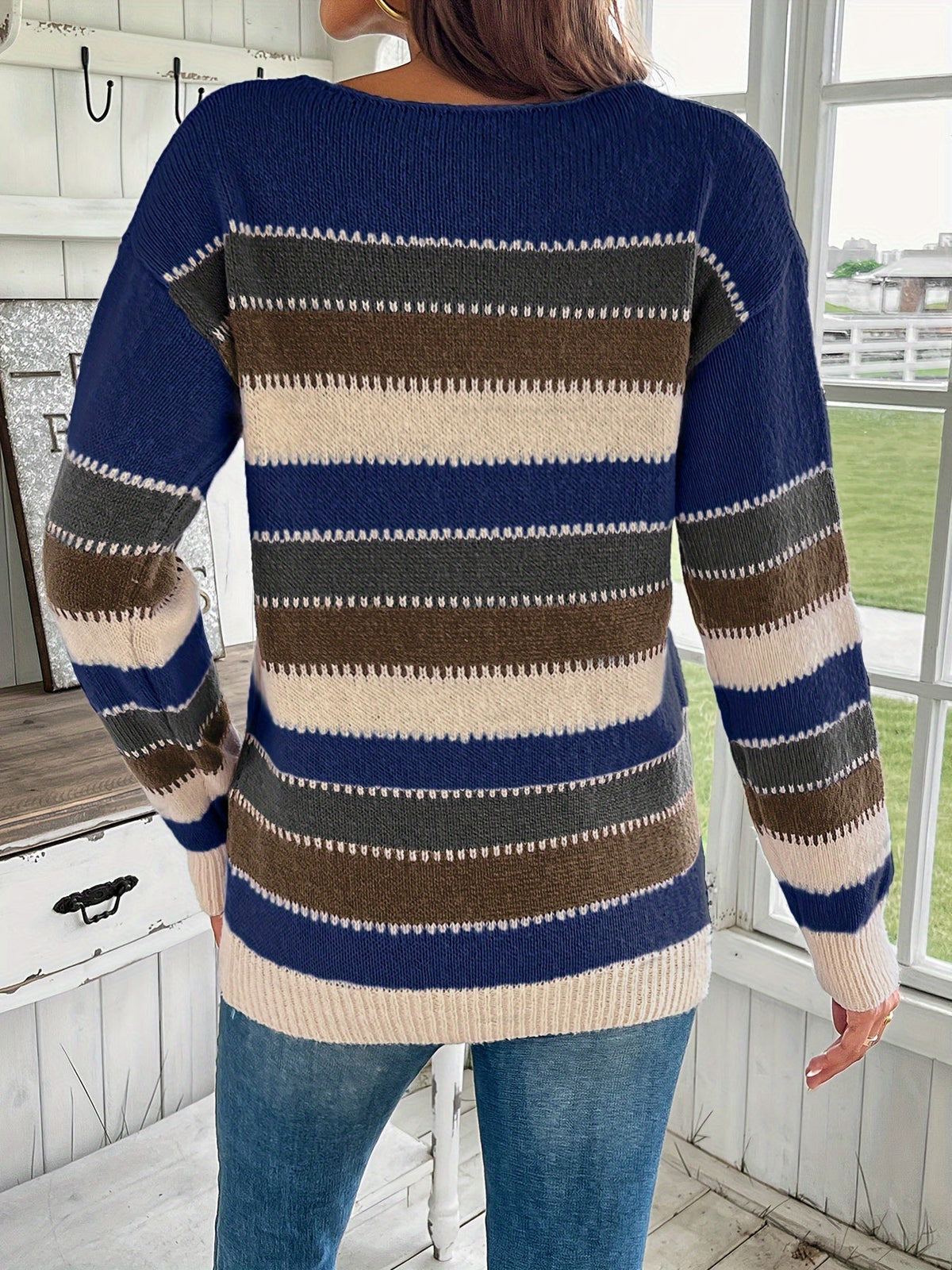 Pull rayé col rond pour femmes