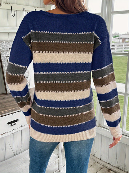 Pull rayé col rond pour femmes