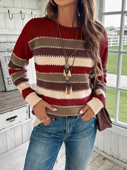 Pull rayé col rond pour femmes