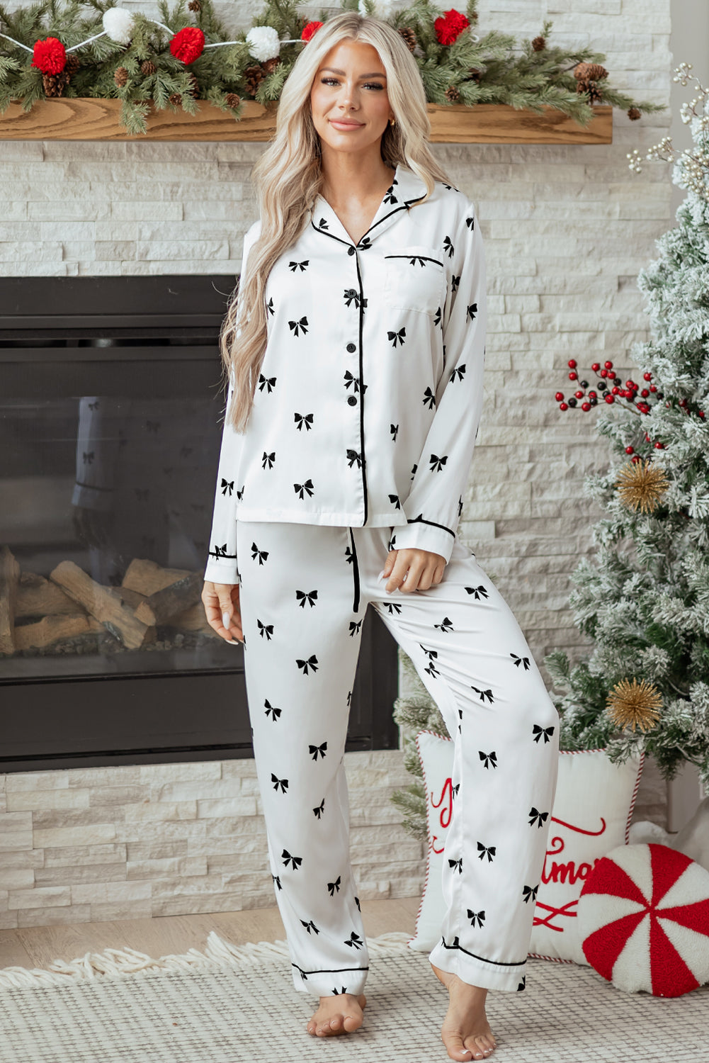 Pyjama à imprimé nœuds pour femmes