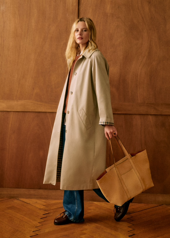 Trench-Coat Avec Fermeture Boutonnée Et Doublure À Carreaux Pour Femme | Idéal Pour Mi-Saison
