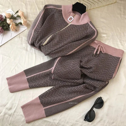 Ensemble Pull Zippé Et Pantalon Tricoté Pour Femmes | Idéal Pour Un Usage Quotidien