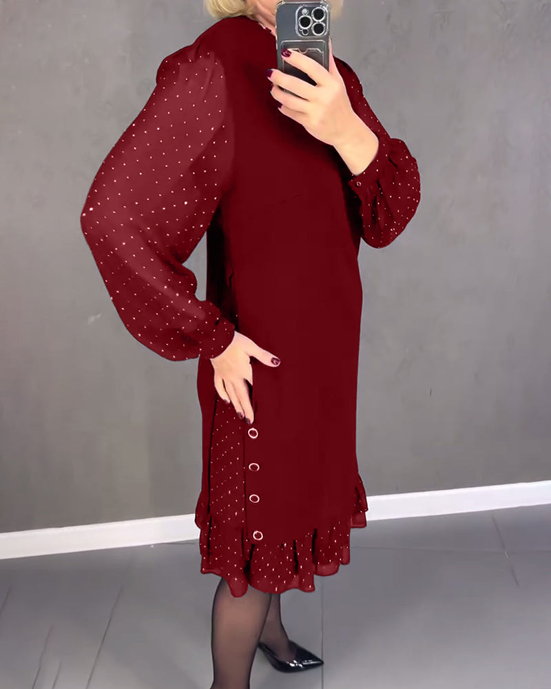Robe à pois manches longues pour femmes