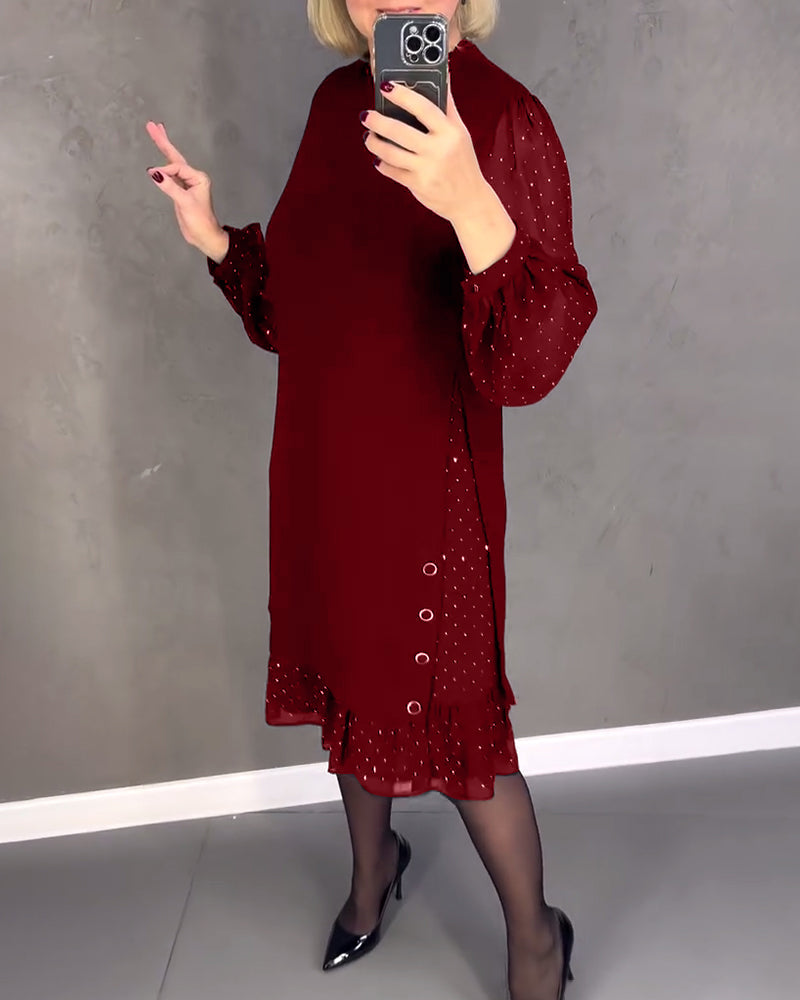 Robe à pois manches longues pour femmes