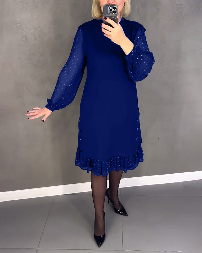 Robe à pois manches longues pour femmes