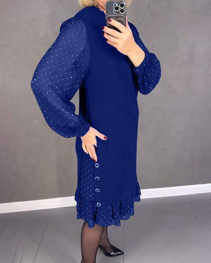 Robe à pois manches longues pour femmes