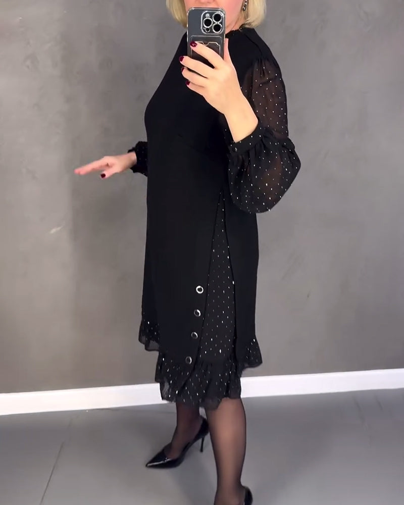Robe à pois manches longues pour femmes
