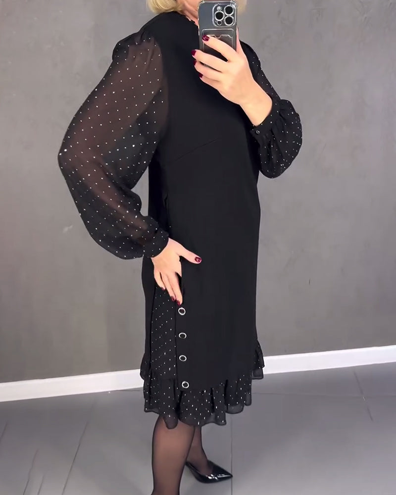 Robe à pois manches longues pour femmes