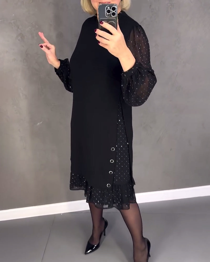 Robe à pois manches longues pour femmes