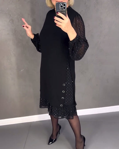 Robe à pois manches longues pour femmes