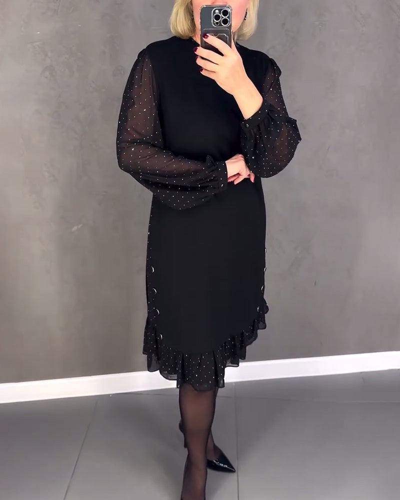 Robe à pois manches longues pour femmes