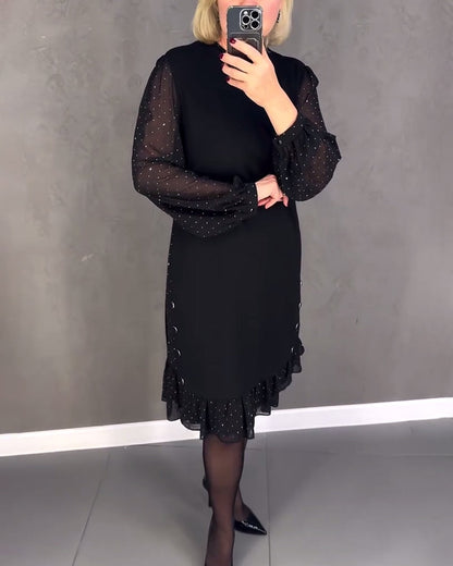 Robe à pois manches longues pour femmes