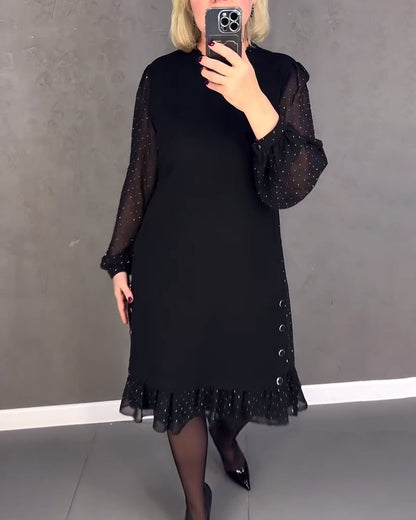 Robe à pois manches longues pour femmes