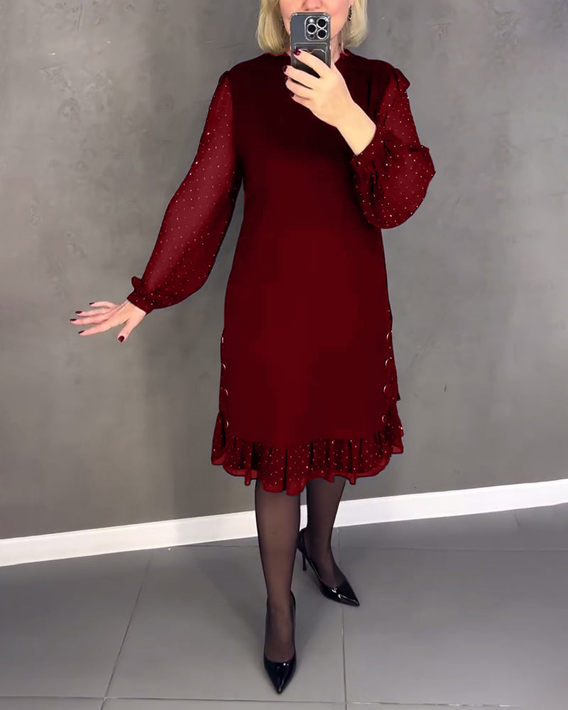 Robe à pois manches longues pour femmes