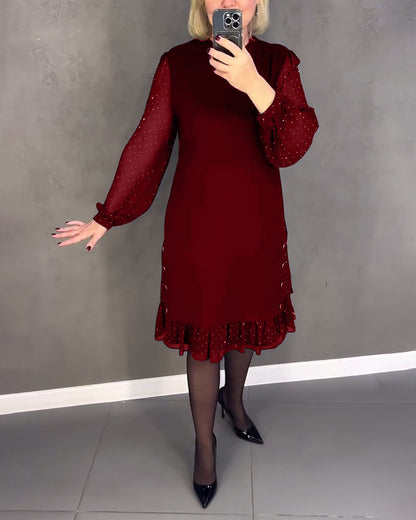 Robe à pois manches longues pour femmes