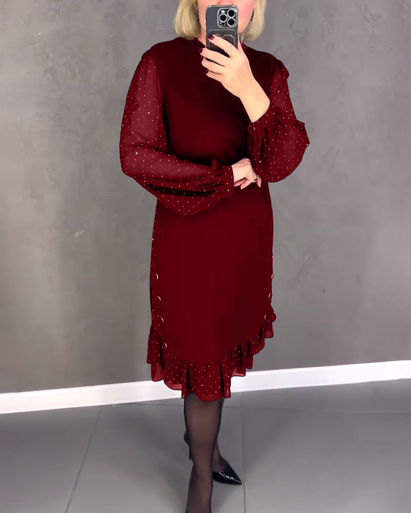 Robe à pois manches longues pour femmes
