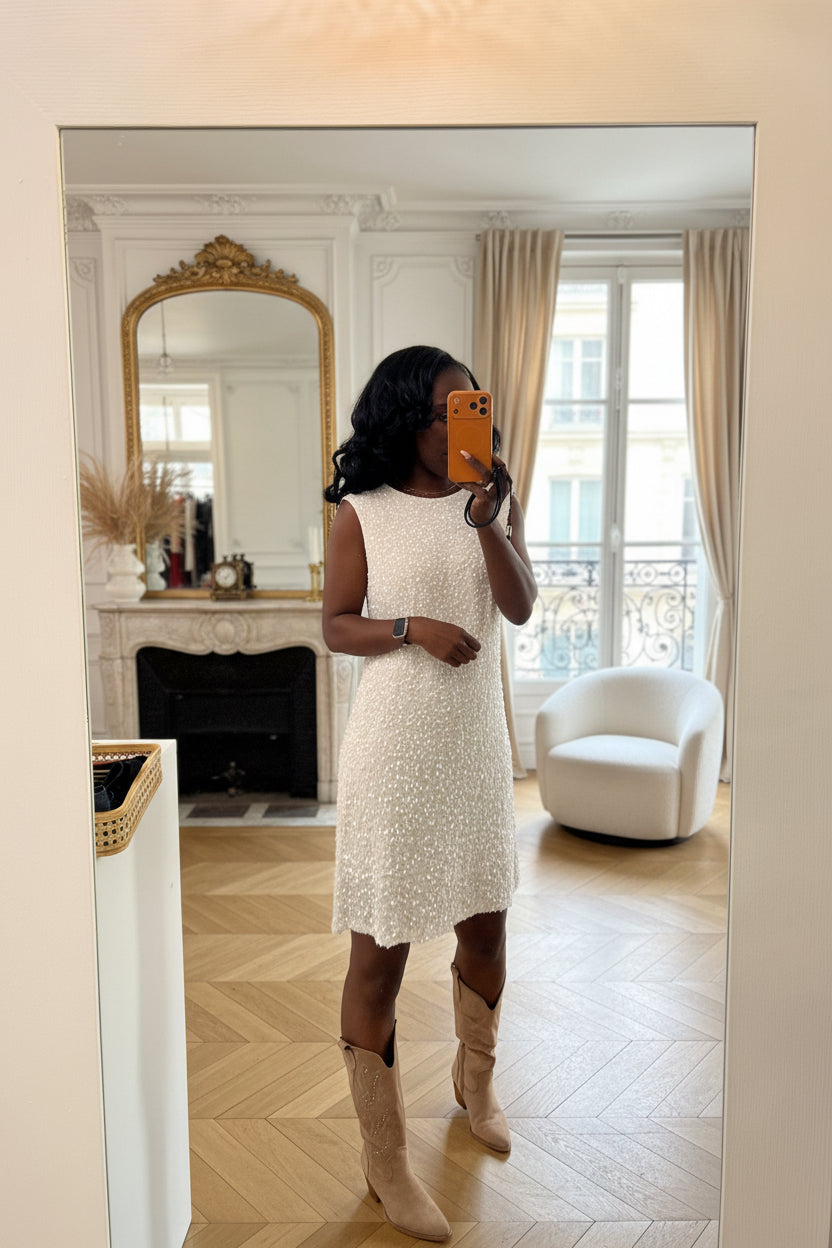 Robe à sequins avec nœud pour femmes