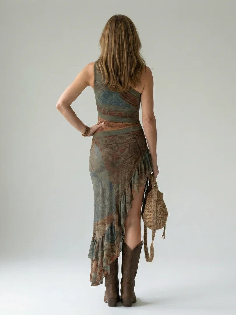Robe asymétrique à une épaule pour femmes