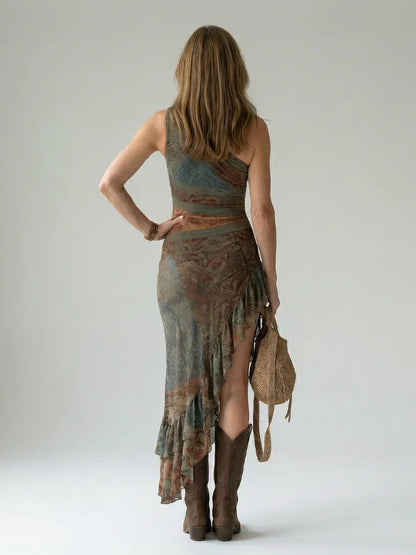 Robe asymétrique à une épaule pour femmes