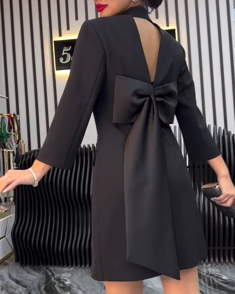 Robe blazer à nœud dos nu pour femmes