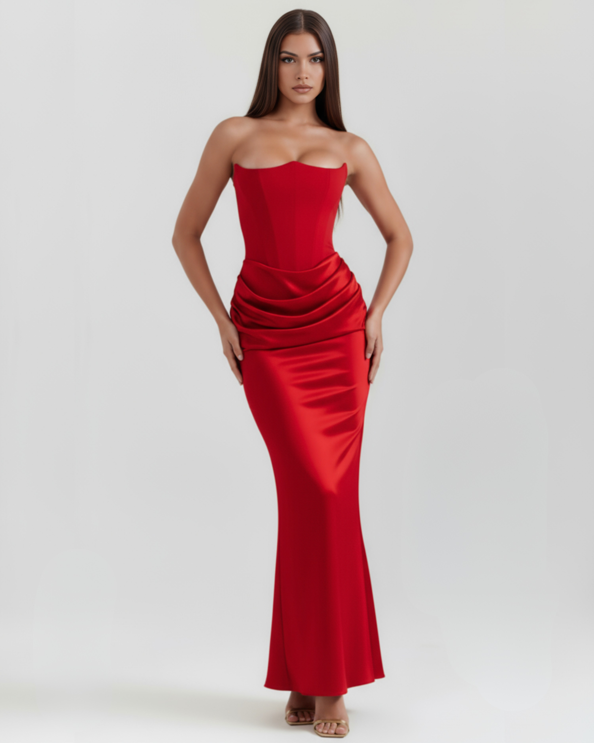 Robe bustier drapée pour femmes