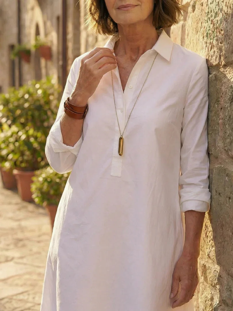 Robe chemise à manches 3/4 pour femmes
