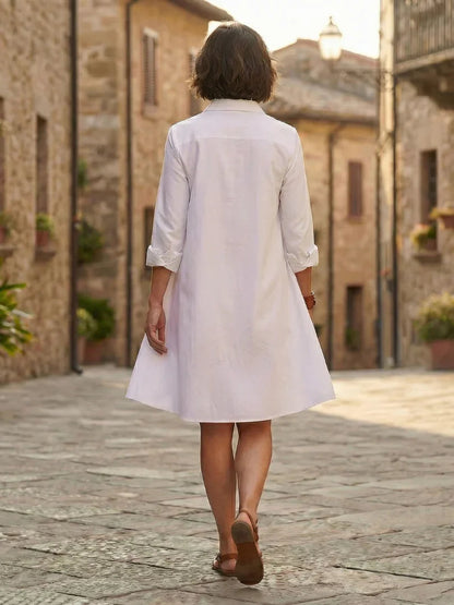 Robe chemise à manches 3/4 pour femmes