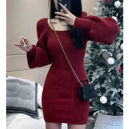 Robe courte à manches bouffantes pour femme