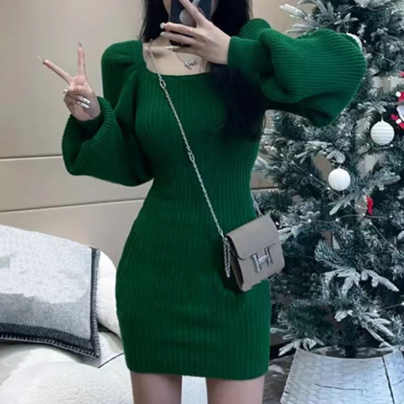 Robe courte à manches bouffantes pour femme