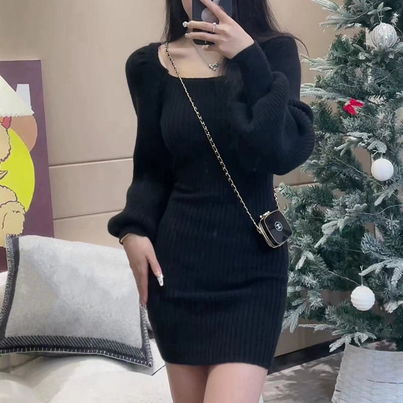 Robe courte à manches bouffantes pour femme