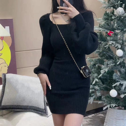 Robe courte à manches bouffantes pour femme
