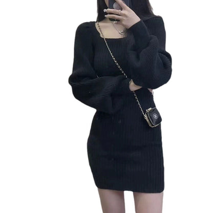 Robe courte à manches bouffantes pour femme