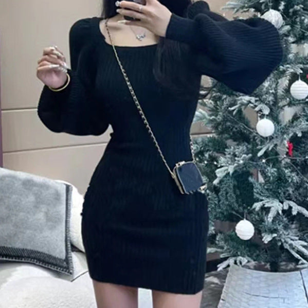 Robe courte à manches bouffantes pour femme