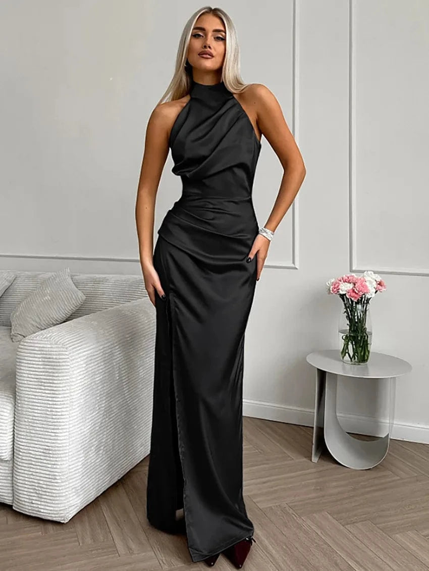 Robe de soirée à col halter pour femmes