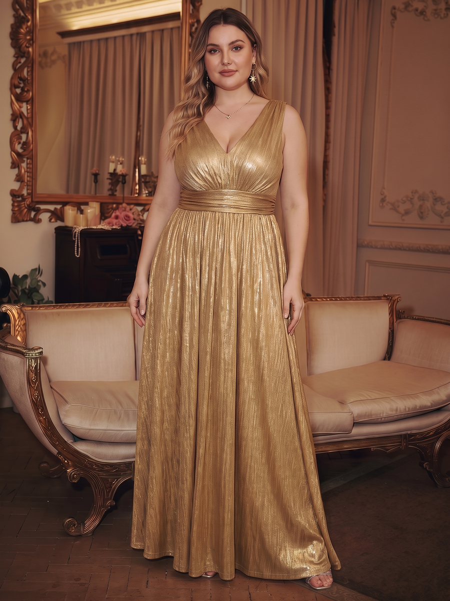 Robe de soirée à col V pour femmes