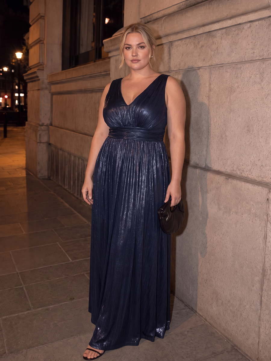 Robe de soirée à col V pour femmes
