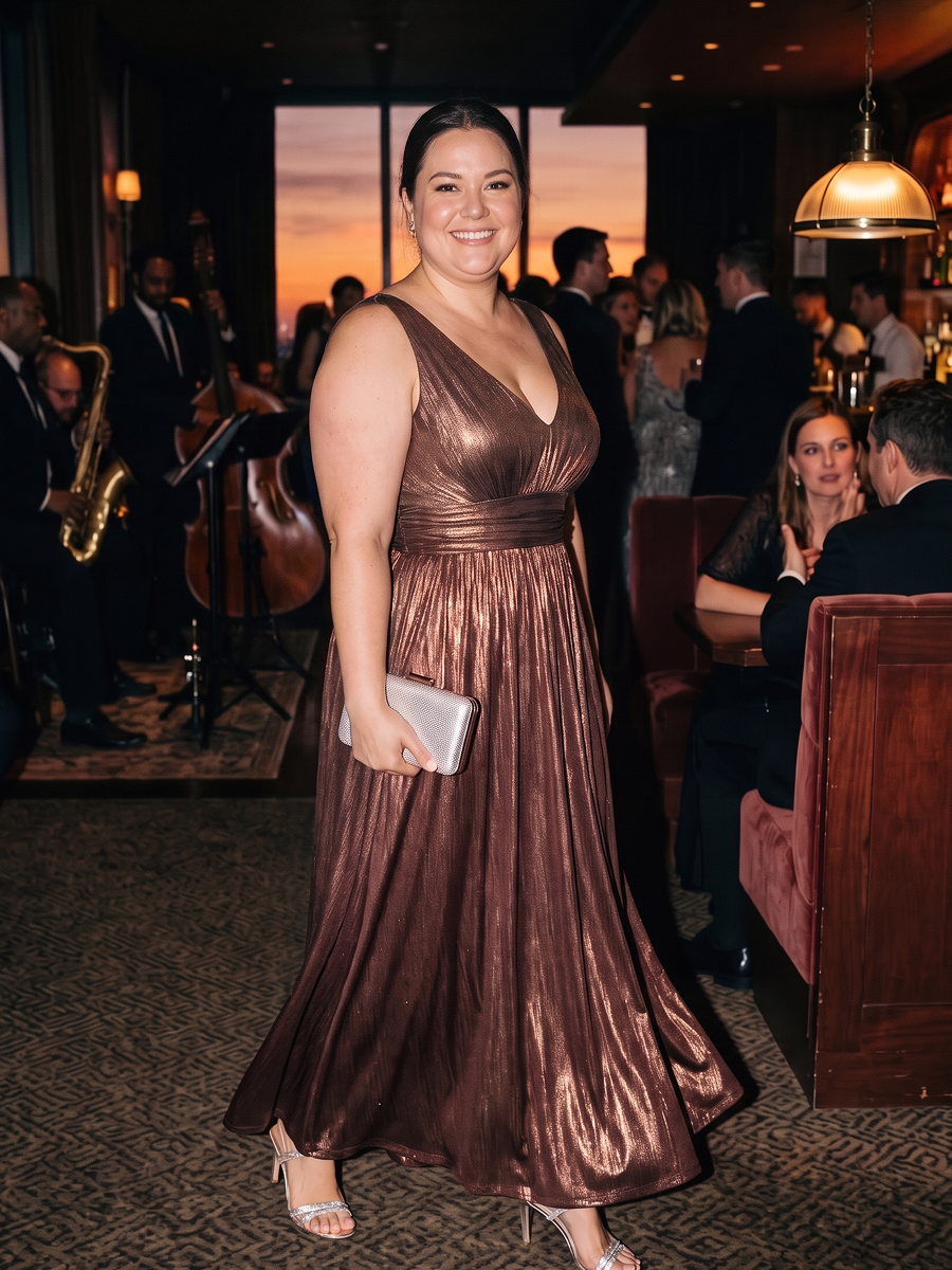 Robe de soirée à col V pour femmes