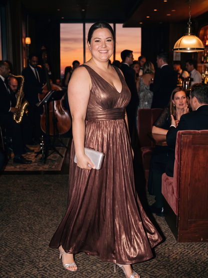 Robe de soirée à col V pour femmes