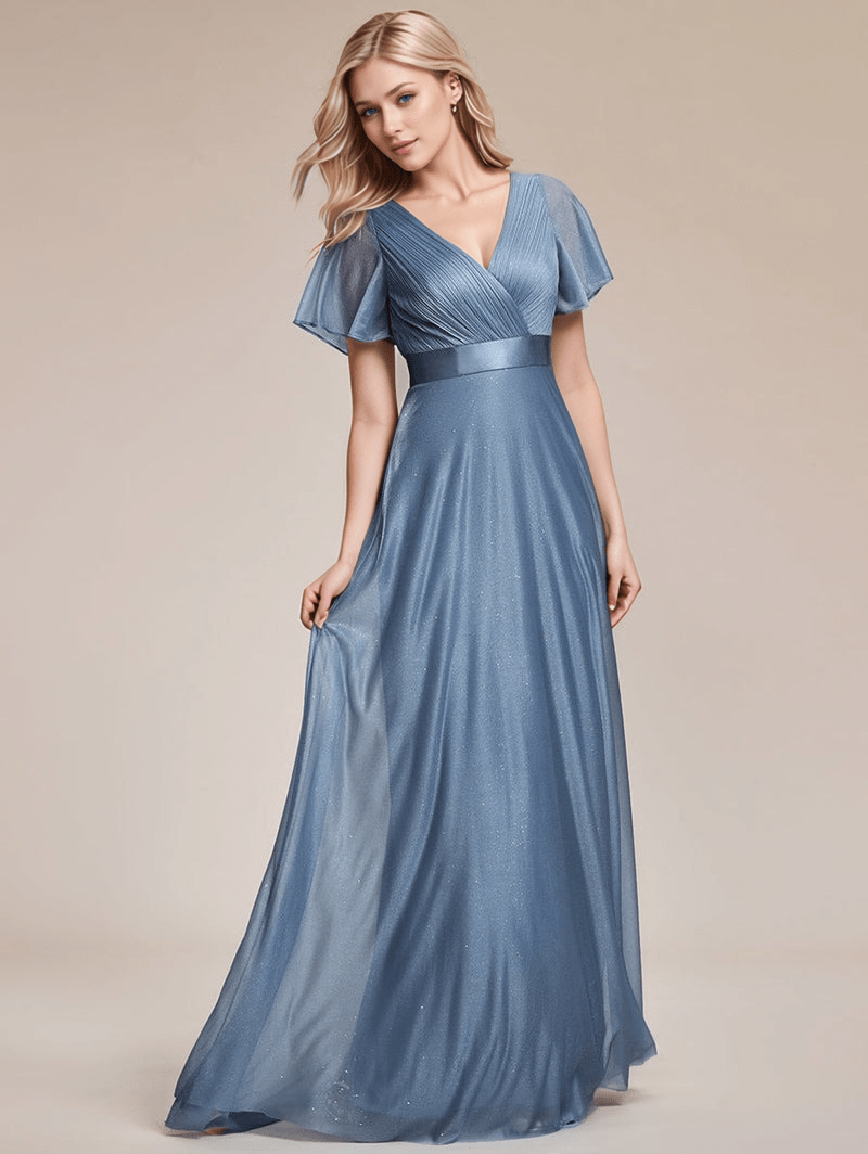 Robe de soirée à manches courtes pour femmes