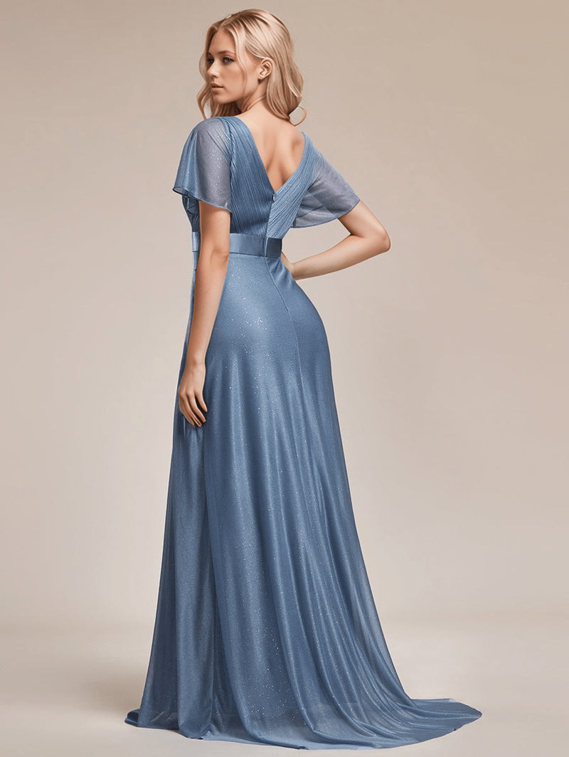 Robe de soirée à manches courtes pour femmes