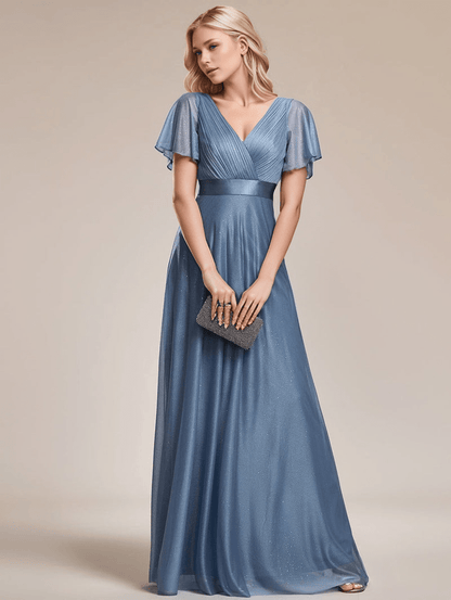 Robe de soirée à manches courtes pour femmes