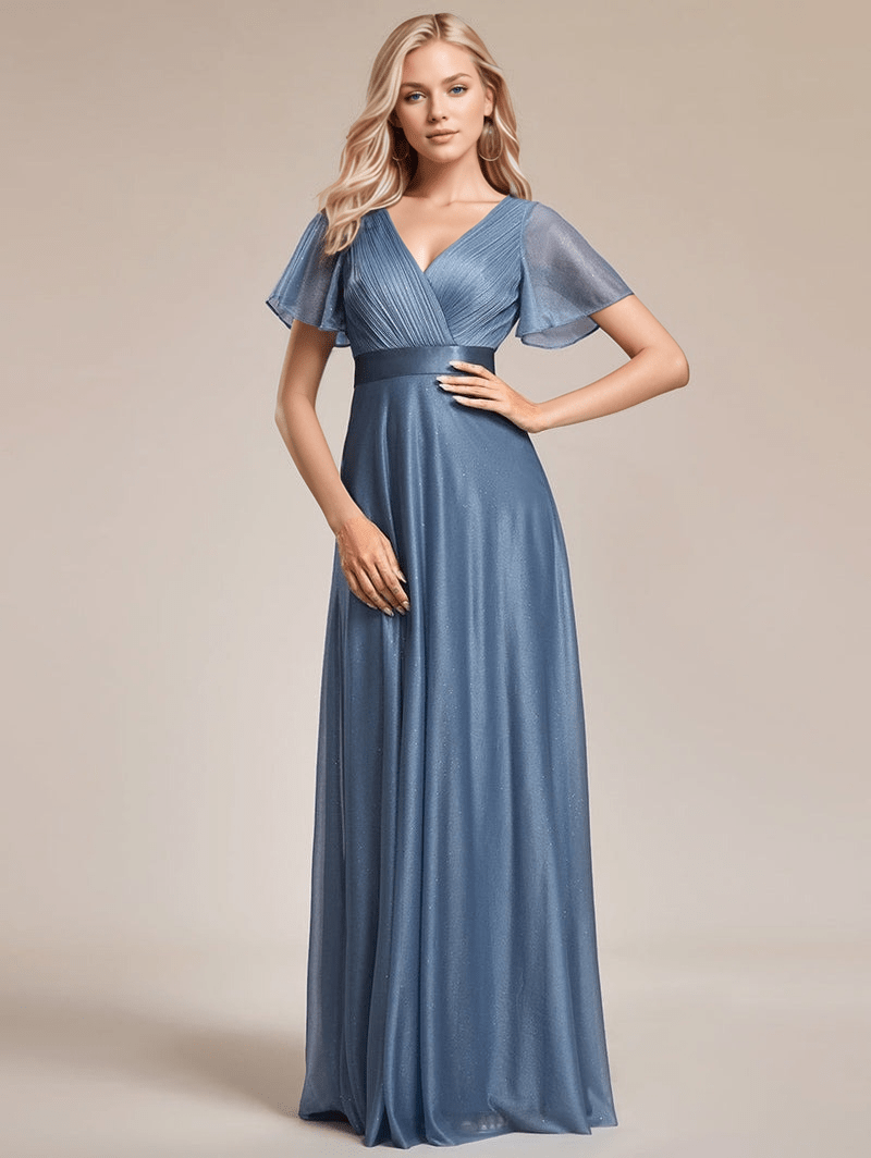 Robe de soirée à manches courtes pour femmes
