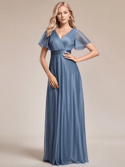 Robe de soirée à manches courtes pour femmes