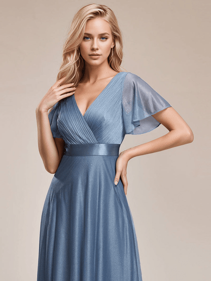 Robe de soirée à manches courtes pour femmes