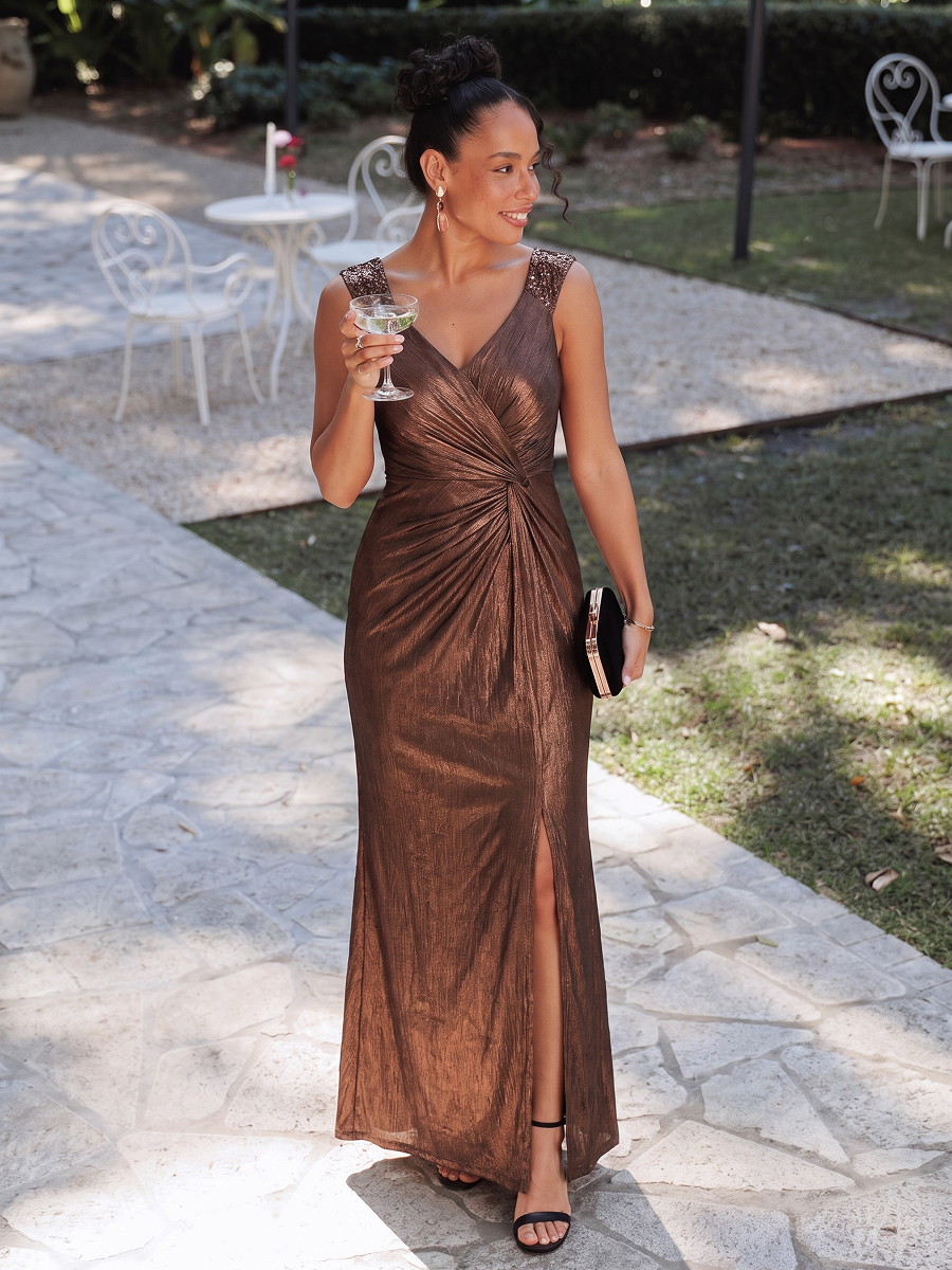 Robe de soirée à taille drapée pour femmes