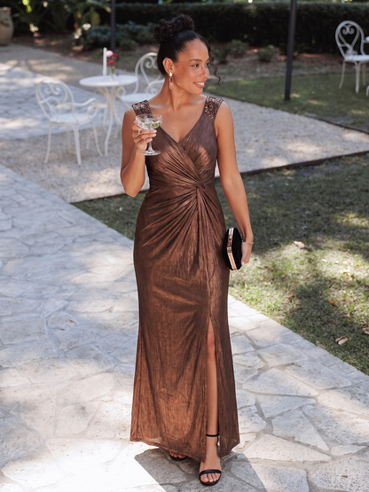 Robe de soirée à taille drapée pour femmes
