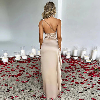 Robe de soirée asymétrique fendue pour femmes