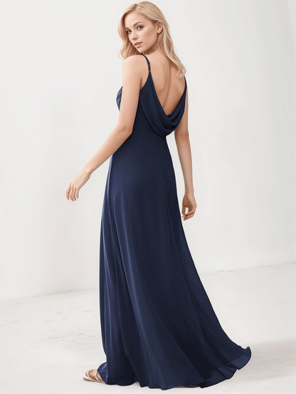 Robe de soirée maxi à fines bretelles pour femmes